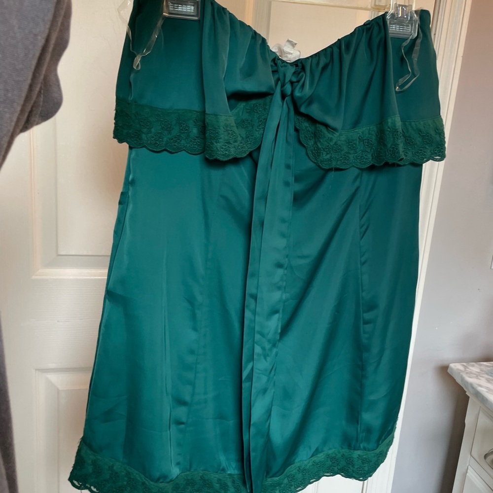 Strapless Green Satin Dress